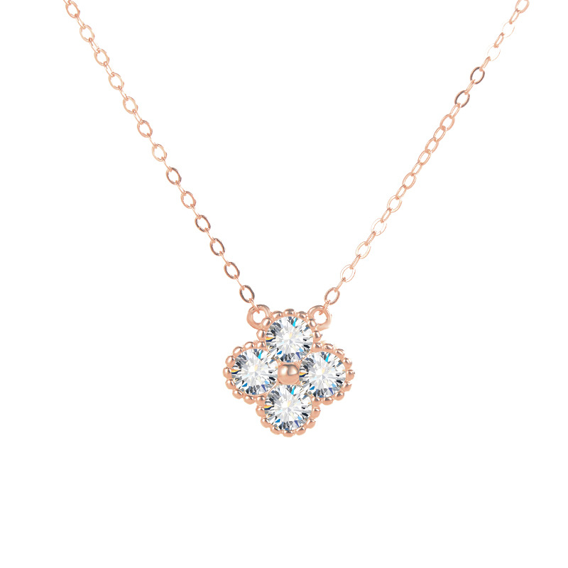 Rose Gold Blossom Crystal Pendant Necklace