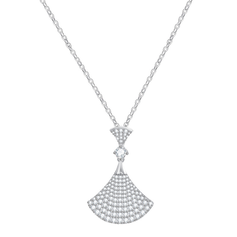 Luxury Crystal Fan Pendant Necklace