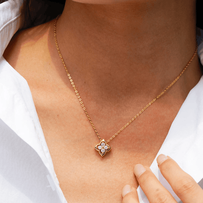 Golden Blossom Crystal Pendant Necklace