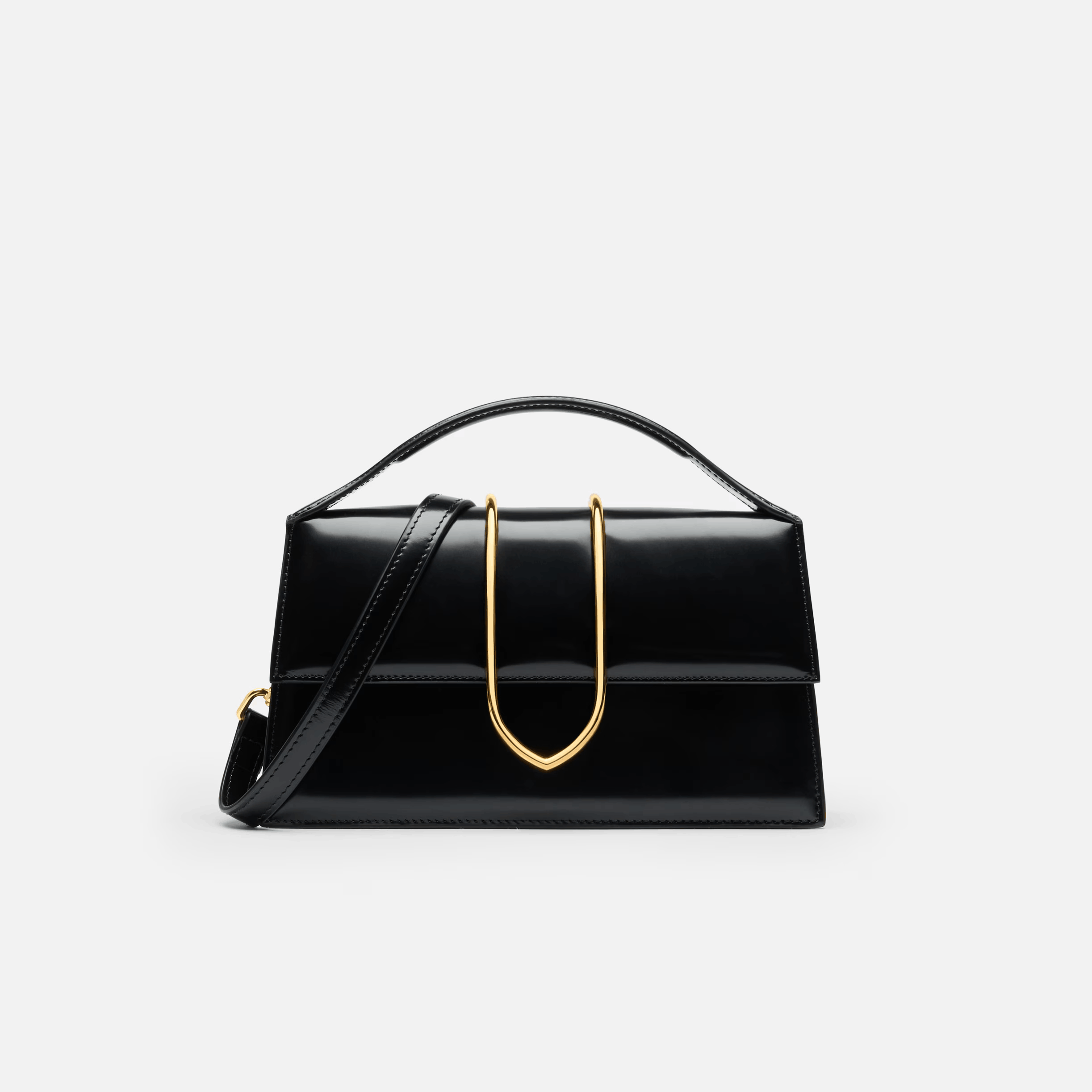 Elegant Black Leather Top Handle Bag