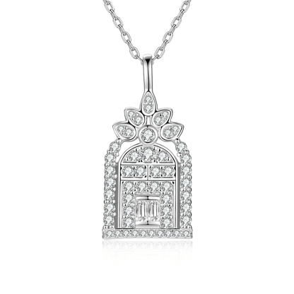 Radiant Crystal Arch Pendant Necklace