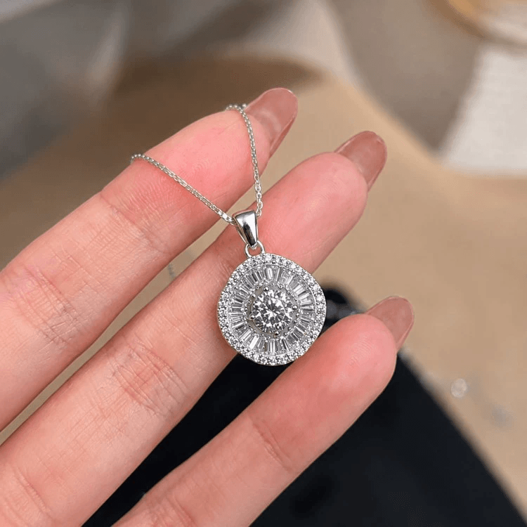 Brilliant Halo Crystal Pendant Necklace