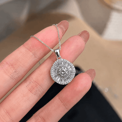 Brilliant Halo Crystal Pendant Necklace