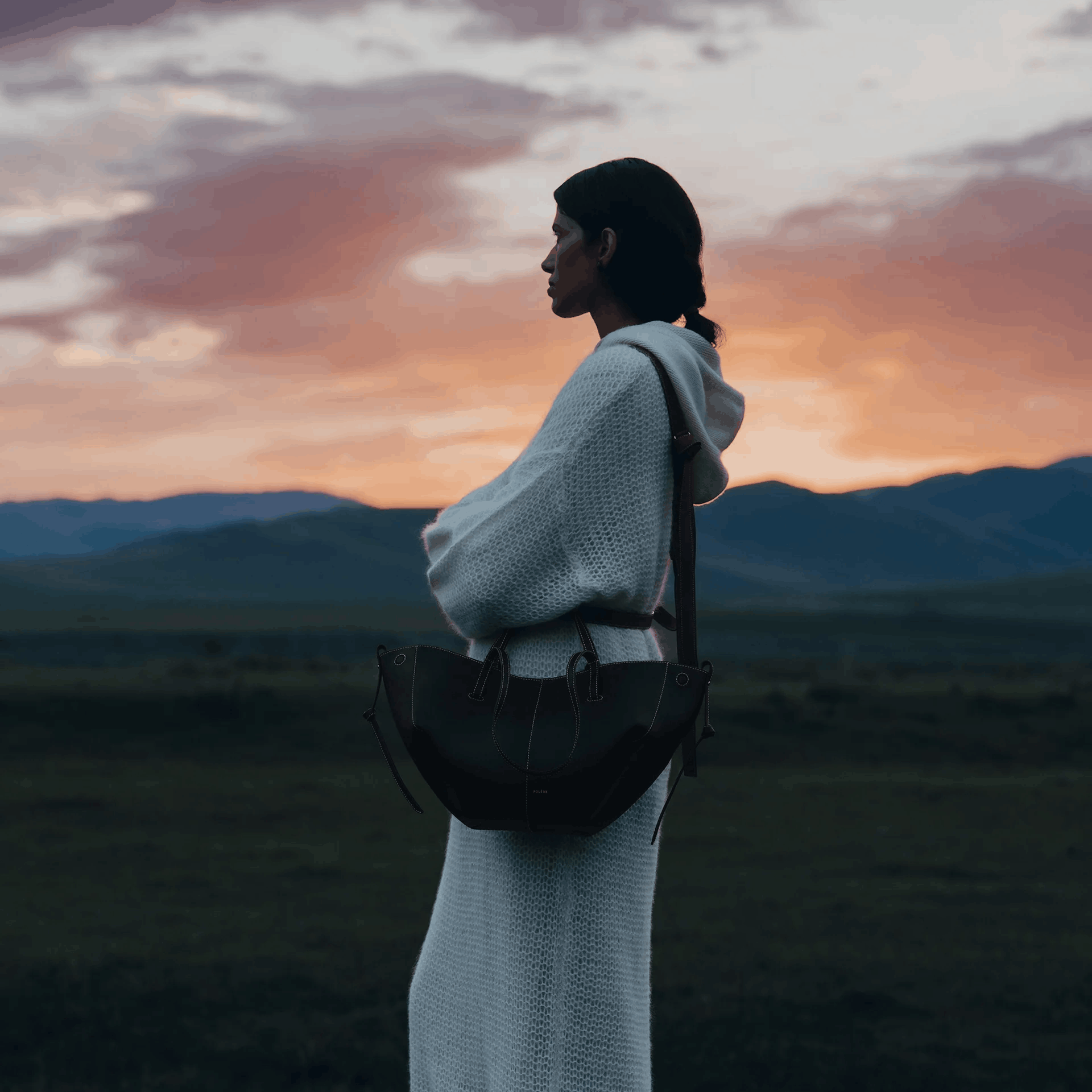 Black Minimalist Leather Tote