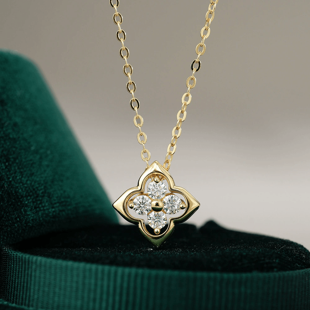 Golden Blossom Crystal Pendant Necklace