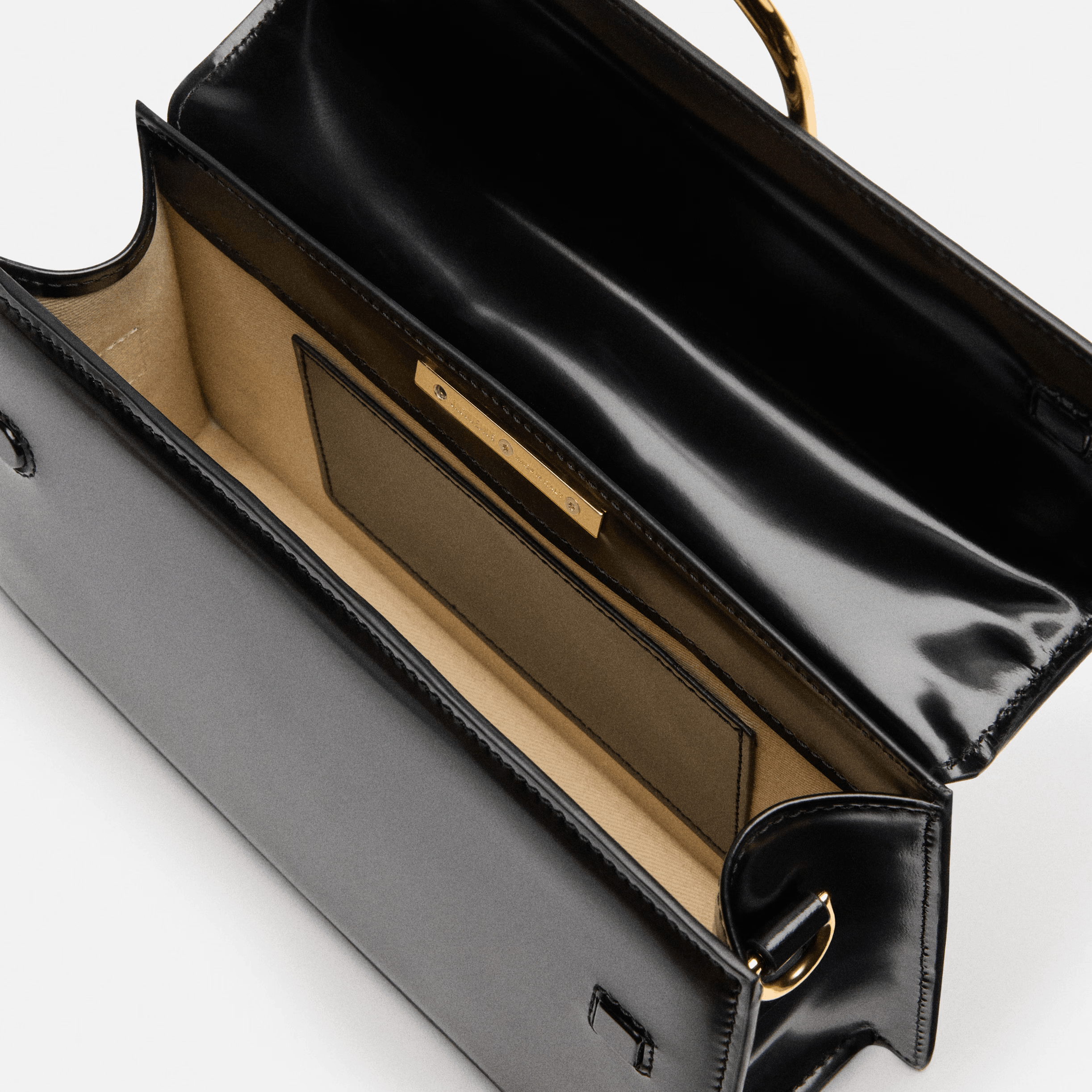 Elegant Black Leather Top Handle Bag