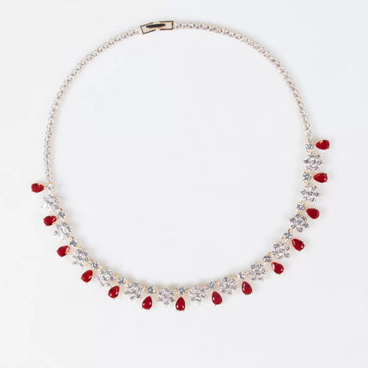 Ruby Dewdrop Crystal Tennis Necklace