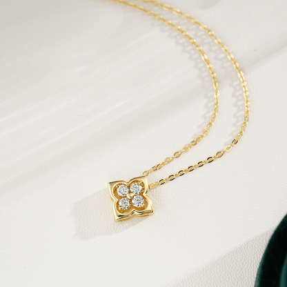 Golden Blossom Crystal Pendant Necklace
