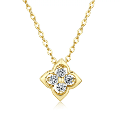 Golden Blossom Crystal Pendant Necklace