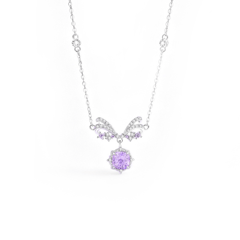 Lavender Butterfly Crystal Necklace