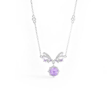 Lavender Butterfly Crystal Necklace