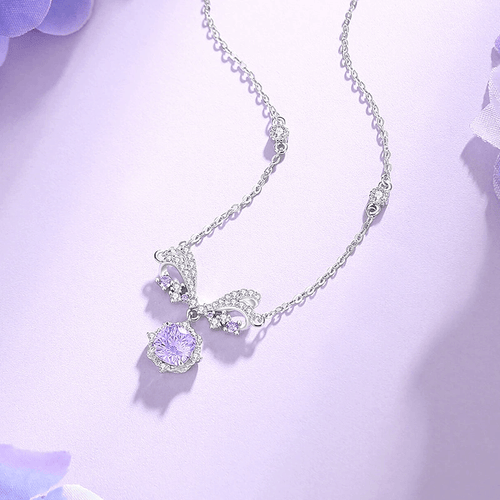 Lavender Butterfly Crystal Necklace