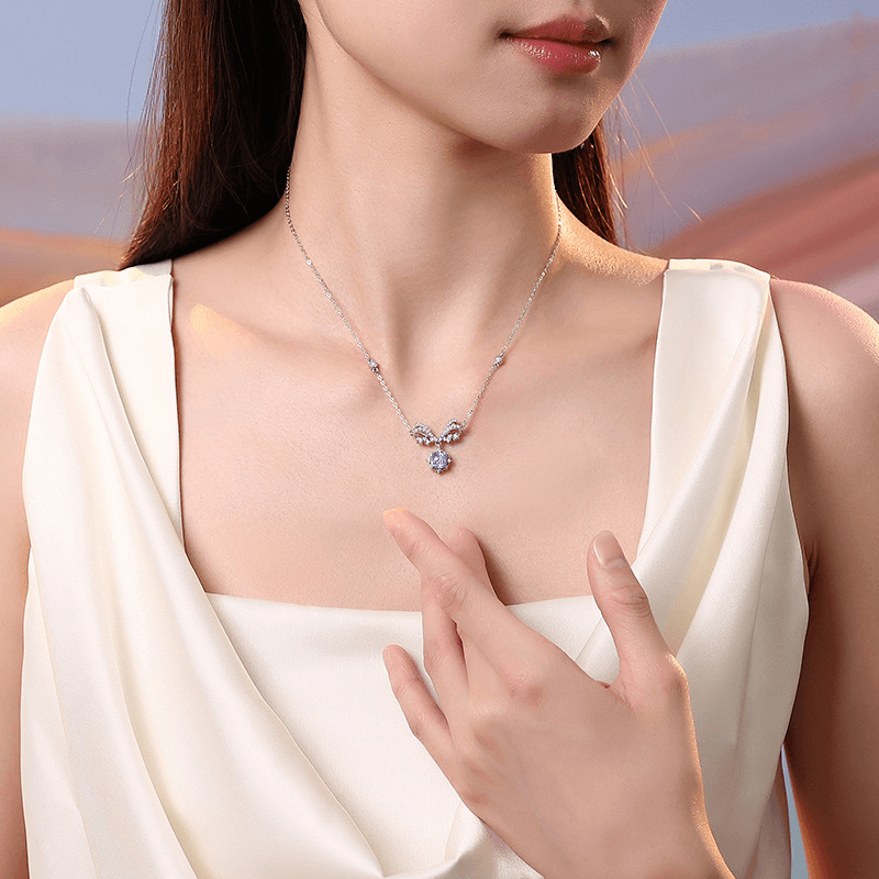 Lavender Butterfly Crystal Necklace
