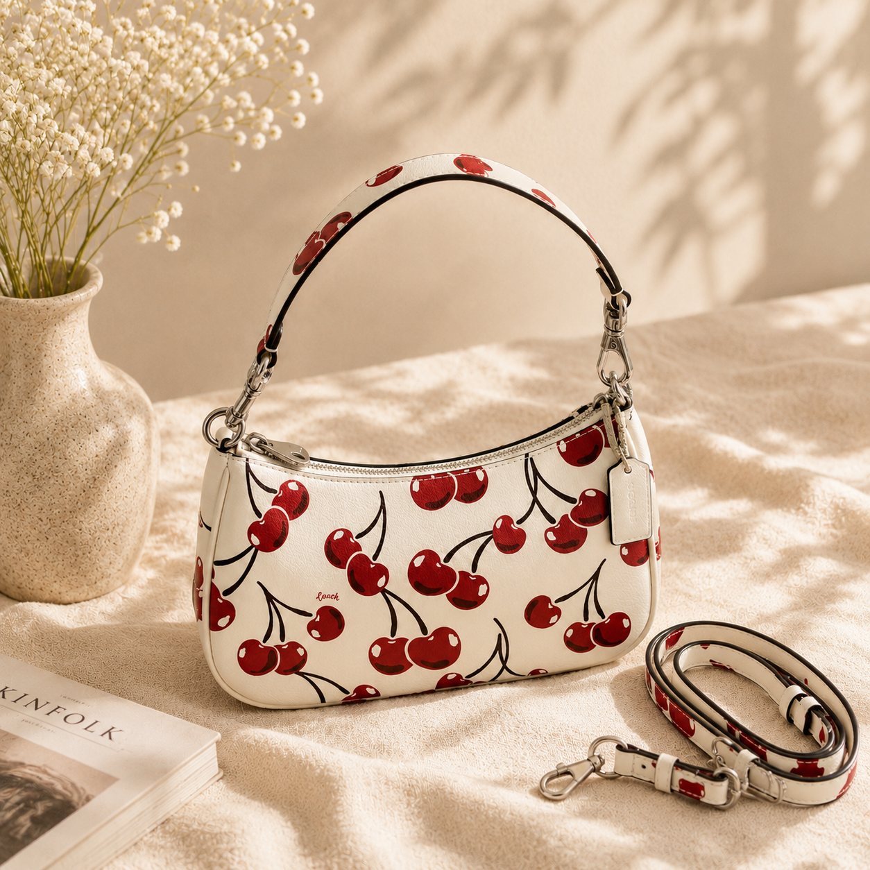 Sweet Cherry Crescent Shoulder Bag for Women