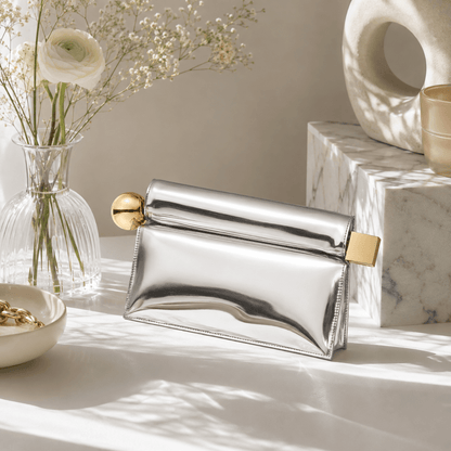 Mirror Luxe Silver Clutch Bag