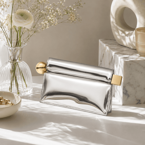 Mirror Luxe Silver Clutch Bag