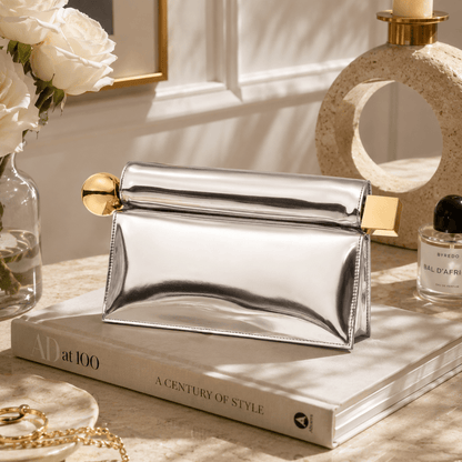 Mirror Luxe Silver Clutch Bag