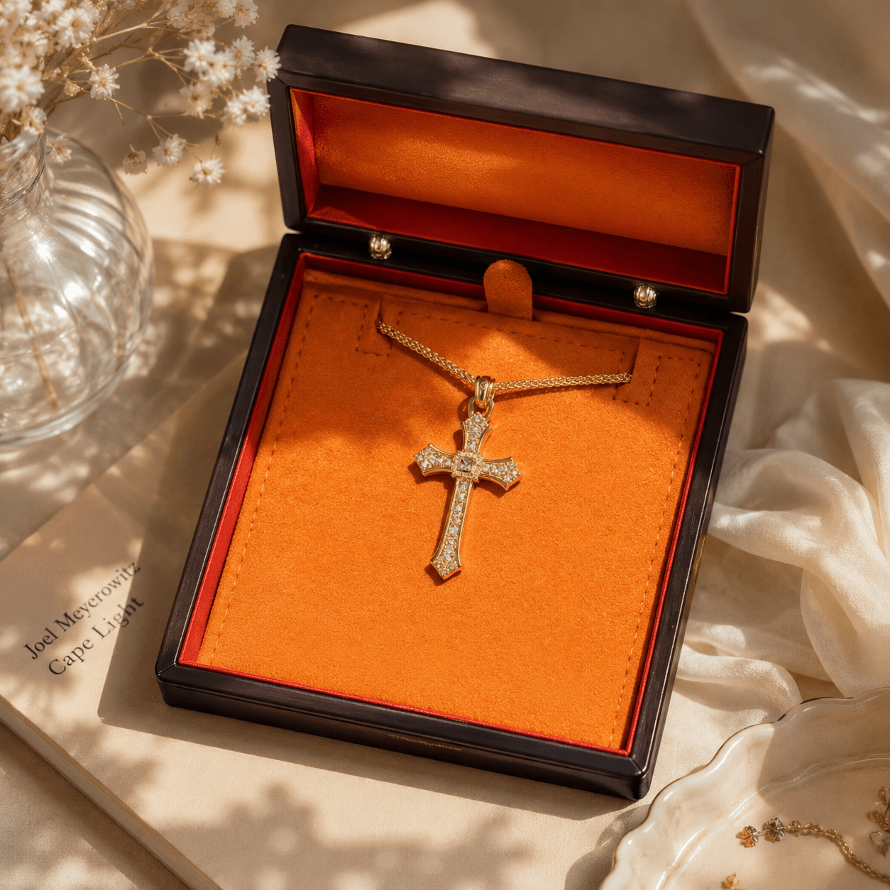Radiant Pink Cross Pendant Necklace