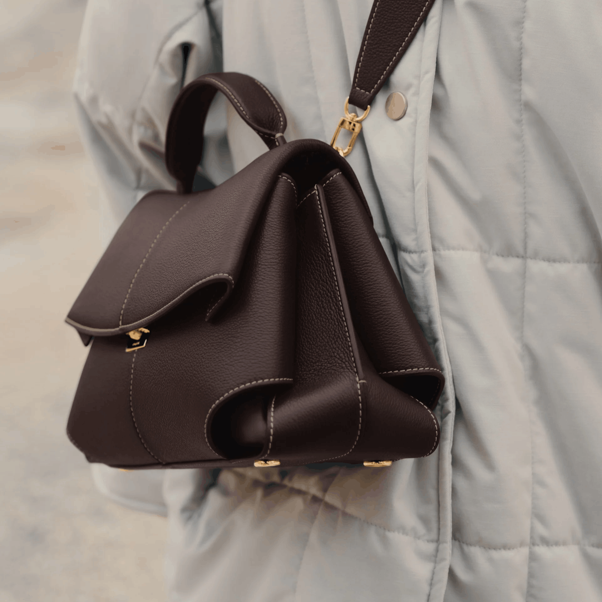 Chocolate Brown Leather Handbag