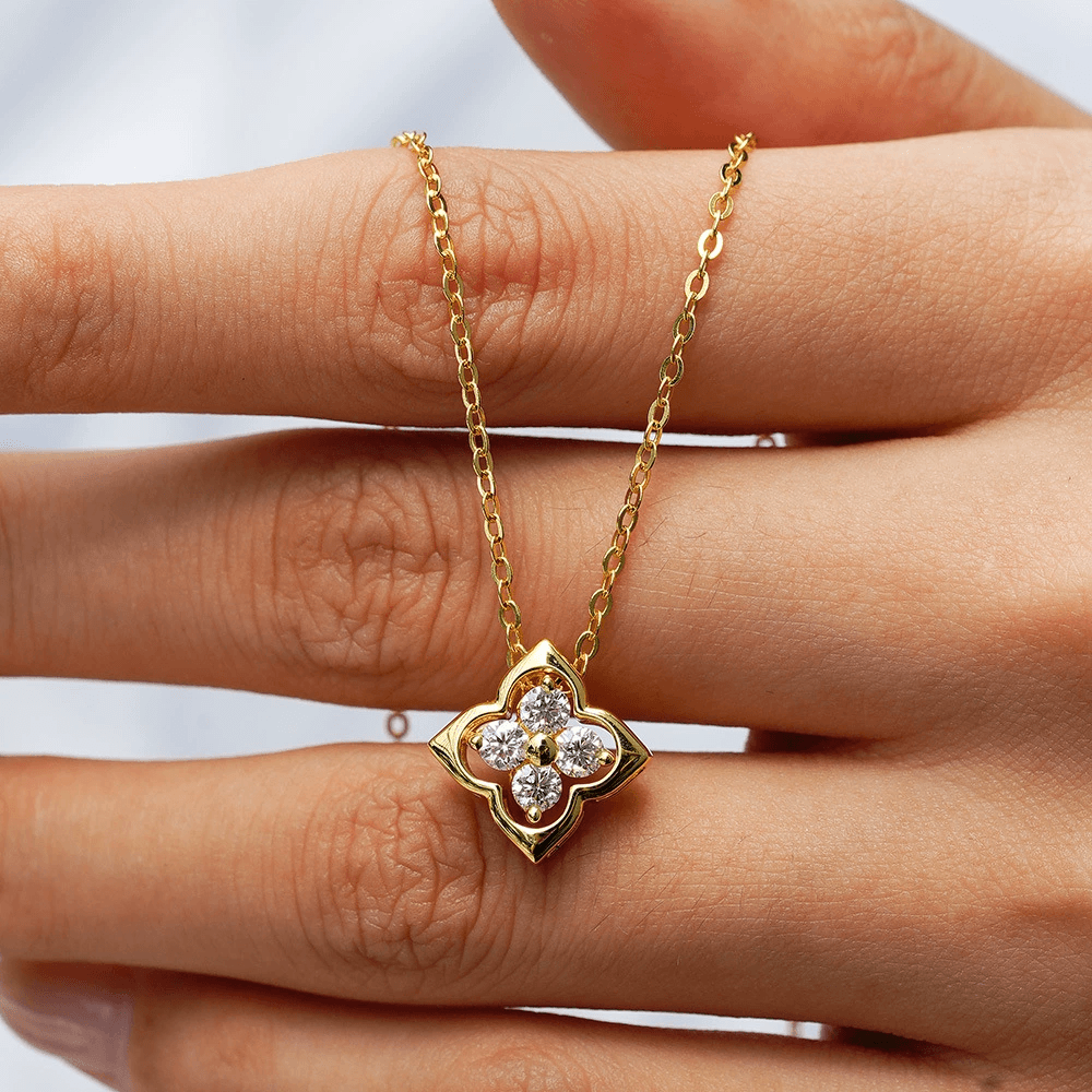 Golden Blossom Crystal Pendant Necklace