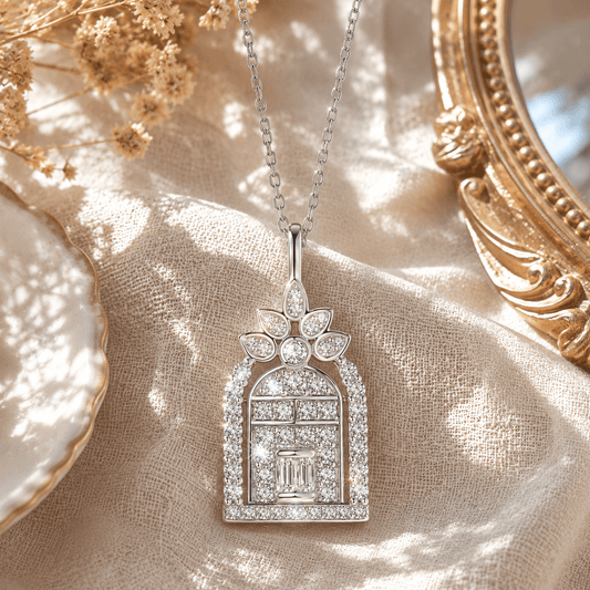 Radiant Crystal Arch Pendant Necklace