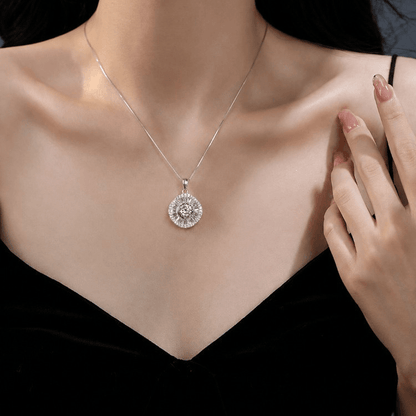 Brilliant Halo Crystal Pendant Necklace