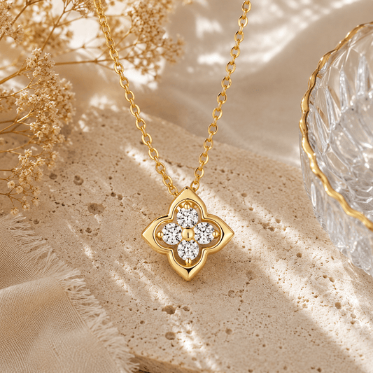 Golden Blossom Crystal Pendant Necklace