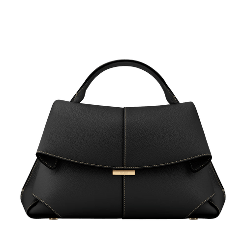 Black Leather Top Handle Bag