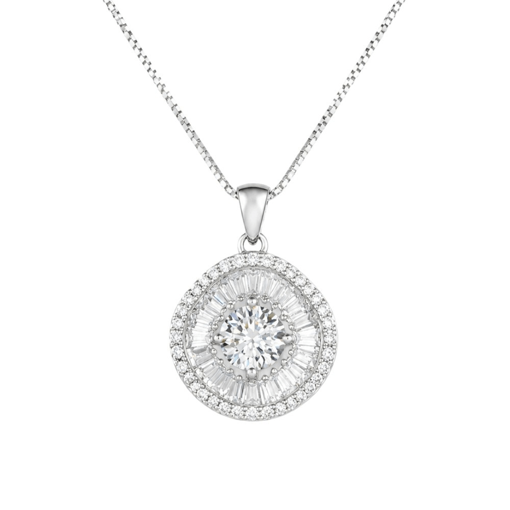 Brilliant Halo Crystal Pendant Necklace