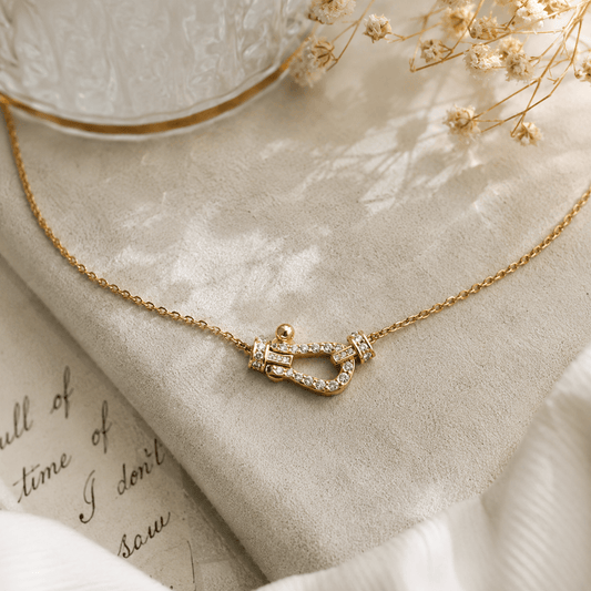 Luna Crystal Gold Link Necklace