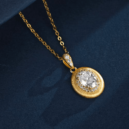 Aurora Halo Crystal Gold Pendant Necklace