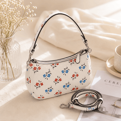 Wildflower Print Crescent Shoulder Bag for Women